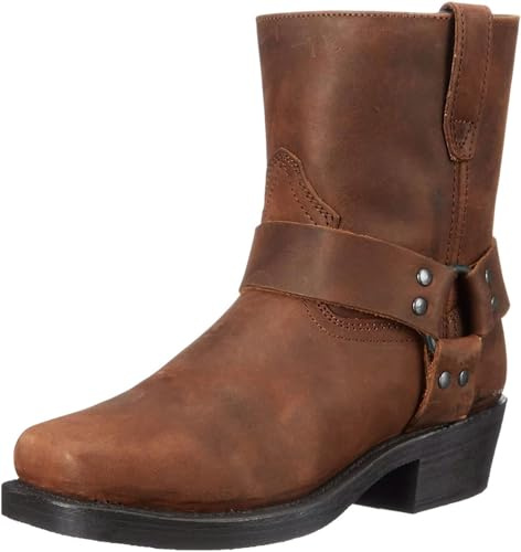 Genérico Botas de Vaquero para Hombre, Botas Cowboy & Biker, Boots Occidentales de Piel, Botas a Media Pierna Sin Cordones Antideslizantes,43,Brown