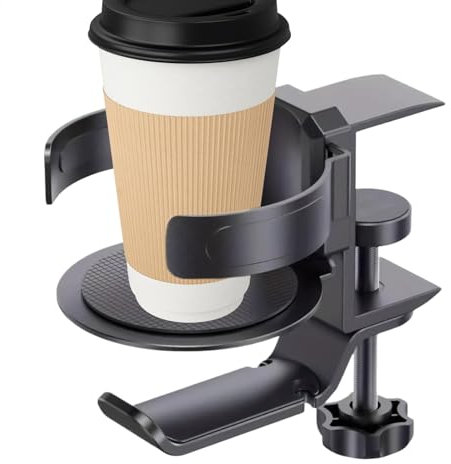 Nuyhadds Support de tasse de bureau – Support de casque – Support de casque sous le bureau, accessoires de bureau anti-déversement pour toutes les tasses, bouteilles, écouteurs