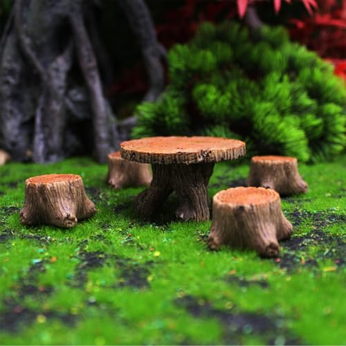 5PCS Fairy Garden Ornaments, Fairy Garden Accessories, Outdoor Miniature Table and Chairs Set for DIY Craft Gift Dollhouse Succulents Home Decoration for Kids