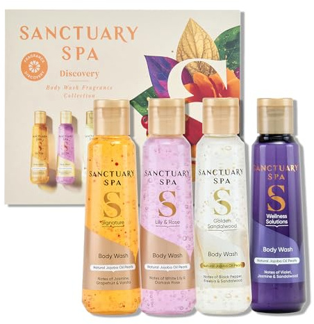 SANCTUARY Spa Discovery Body Wash Collection – Luxury Multi-Scent Shower Gel Set for Women – Pamper & Refresh Bath Gift Set, Ideal for Self Care, Birthday & Christmas