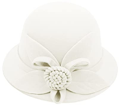 IQYU Cappello da pescatore con fiori d'oliva e fiori invernali da donna, parte superiore rotonda, casual, berretto basin, cappello melone, cappello blu, bianco, M