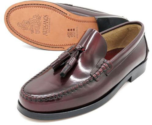 Mocasines para Hombre Piel Zapatillas de negocios con borlas Burdeos Talla 41 EU