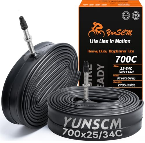 2PCS Heavy Duty 28 Bike Tubes 700Cx25C 700Cx28C 28x1.10 700Cx30C 28x1.20 700Cx32C 28x1.25 700Cx34C 25/34-622 FV48mm Presta Valve 700C Inner Tubes Compatible 700Cx25C/34C Road/MTB Bicycle Tubes