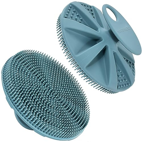 INNERNEED Food-Grade Soft Silicone Body Scrubber Shower Brush, Dark Green