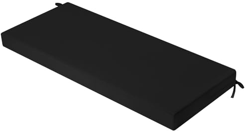 idee-home Outdoor Bench Cushion Waterproof, Bench Cushions for Outdoor Furniture, Patio Porch Swing Replacement Seat Pad with Ties for Garden Backyard, 45 x 18 Inch Black