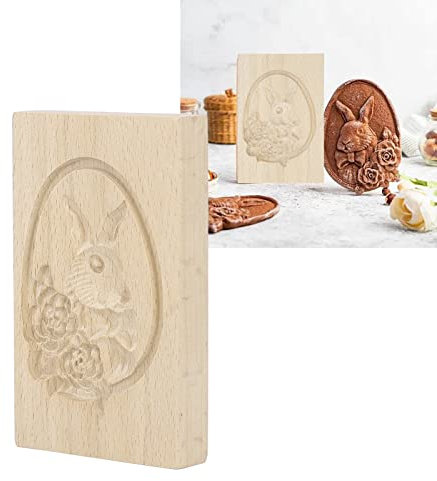Topyond Keksform Hase Aus Holz,13x8cm Keksform Linzer Holz Weihnachtstag,Keksstempel Kuchen Puck Form Set, keksformen,Geschnitzter Pressstempe(Kaninchen)