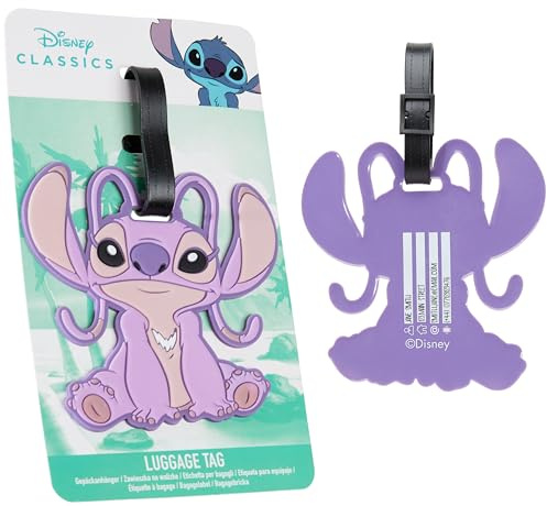 Disney Etiquetas para Maletas - Etiqueta de Identificación de Equipaje para Viajes Accesorios (Morado Angel)