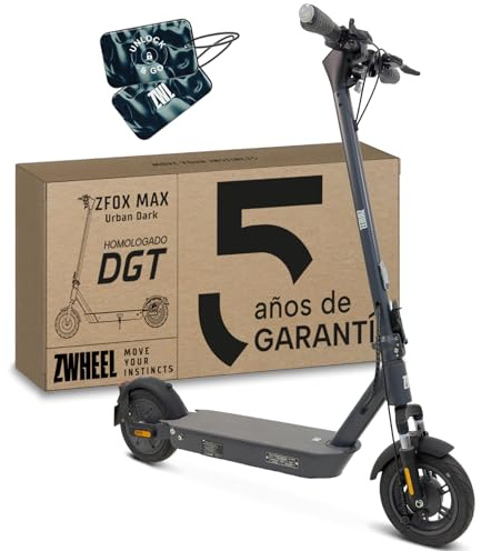 ZWHEEL ZFOX MAX Urban Dark | Patinete Eléctrico Adultos Homologado DGT - 800W MAX, 50km Autonomía, IP54 Resistencia al Agua, Ruedas 10 - Llave NFC, Intermitentes, Doble Suspensión, Frenos AER