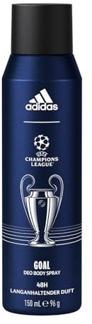 adidas UEFA Champions League Goal Edition Deo Body Spray, 48H Deo-Schutz, grüner Fougère Duft mit natürlichen ätherischen Ölen für Männer, 150ml