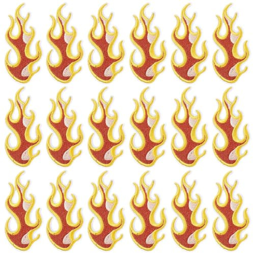 CABODYALS 20 pz Toppe di Fuoco Da Stirare Alla Rinfusa Arancione Rosso Fuoco Fiamma Toppa Da Ricamo Mini Cartone Animato Fiammata Cucire su Riparazione Distintivo Applique per Cucire Fare Giacche di S