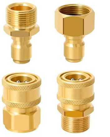 Laroal Kit de adaptador de lavadora a presión, 4 piezas M22-14 mm a 1/4 pulgada, acoplador de conexión rápida, accesorio de conversión de manguera
