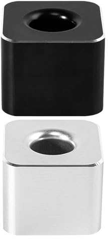 HOMSFOU Portalápices de Escritorio Individual de Aleación de Aluminio Soporte Cuadrado Metálico Peso Set 2 Piezas 1 Plata 1 Negro Organizador Compacto para Bolígrafos Lápices y