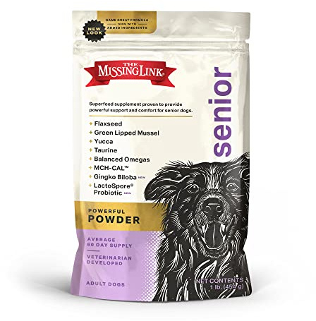 The Missing Link Senior Dog Supplement 1lb Bag - Powerful Powder Supports Bones, Joints, Skin, Coat, Heart, Eyes, Memory & Cognition