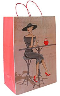 Papiertragetaschen mit roter Kordel Elegance 32 + 17 x 44 cm (250 Stück)