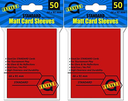 Arkero-G 100 Standard Matt Non-Glare Card Sleeves Rot/Red Kartenhüllen Deck Protectors für z.B. MTG Magic & Pokemon