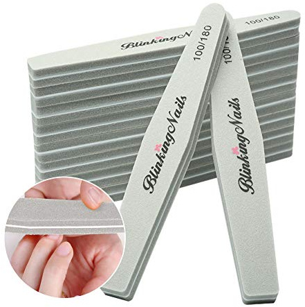 BlinkingNails Sponge Nail Files and Buffers,Tampon Professionnel pour Lime à Ongles éponge et Coussin,100/180 Nail Buffer Block,Bloc Tampon pour Ongles,Gris Nail File Shine Buffer
