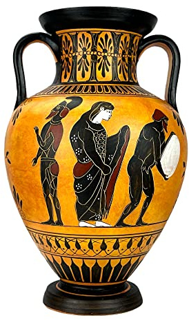Anfora Mito de Sísifo Perséfón Hades Jarrón de cerámica griega antigua