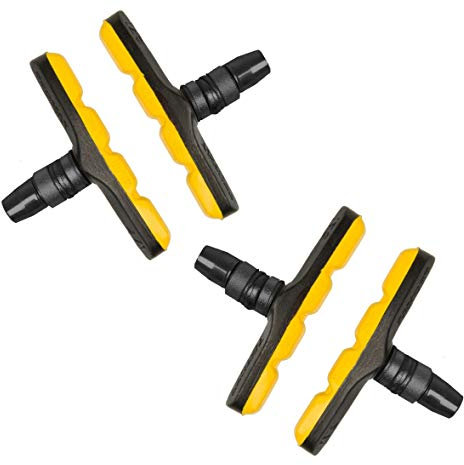 P4B | V-Brake Bremsschuhe | Mit gelben Bremsbelägen | Kompatible mit AVID®/ ALHONGA®/ Cane Creek®/ Clarks®/ CONTEC®/ MAGURA®/ PROMAX®/ SRAM®/ TEKTRO®/ XLC®/ SACCON® (Gelb C) 4X Bremsschuhe