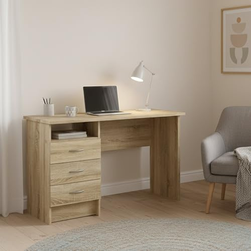 Dmora - Scrivania Priscille, Scrittoio multiuso, Tavolo per ufficio porta PC, Piano di lavoro, 120x48 h72 cm, Quercia