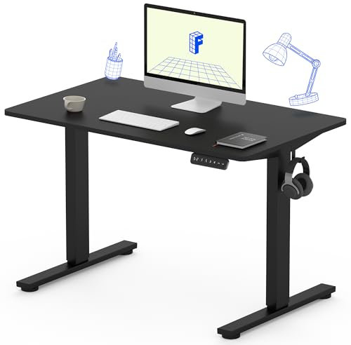 FlexiSpot Höhenverstellbarer Schreibtisch mit 2 Motoren & 25MM einteiliger Tischplatte,ergonomischer Bürotisch - 120 x 80 cm Schwarz, schwarzes Gestell