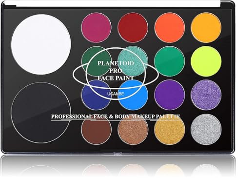 UCANBE Kinderschminke 18 Farben - Wasser aktiviert Gesichtsfarbe Sicher und Ungiftig - Körperfarben für Theaterschminke, Karnevalsschminke, Halloween, Party Make up