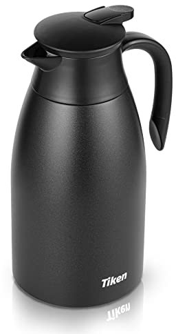 Tiken 2L Thermal Coffee Carafe Jug, Stainless Steel Insulated Vacuum Coffee Pot Flask for Tea Hot and Cold Drinks
