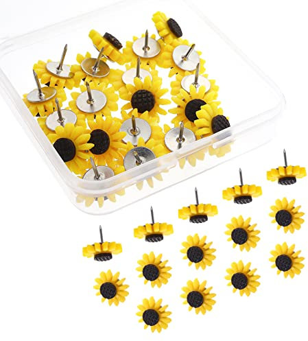 cobee Sonnenblumen-Reißzwecken, 20 Stück, dekorative Reißzwecken, Reißzwecken, Markierungsstifte für Korktafeln, Karten, Fotos, Wandzeichnungen, PapierBulletin