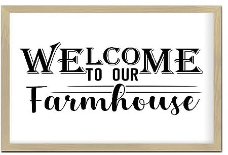 Holzschild im Used-Look, gerahmt, Aufschrift Welcome to Our Farmhouse, rustikale Dekoration für Haus, modernes antikes Holzschild, Schrift, religiös, christliches Zimmer, Wanddekoration, Geschenk,