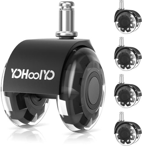 YOHOOLYO Bürostuhl Rollen 11x22mm 5er Set Stuhlrollen Drehstuhlrollen Leise und Weiche für Bürostühle Schreibtischstuhl Möbel Bodenschutzmatte jeden Boden (Nicht für 1KEA 10mm)