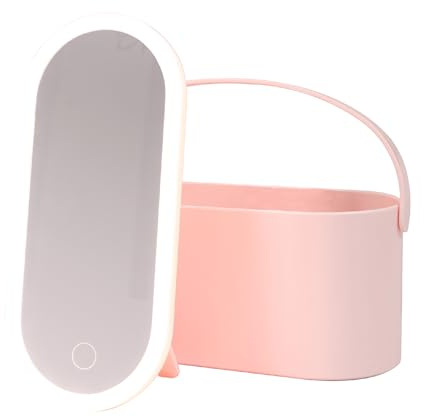 Bauer 62259 Pink Makeup Travel Vanity Case with Removable LED Light Mirror/Cosmetic Storage Organiser/Portable with Carry Handle