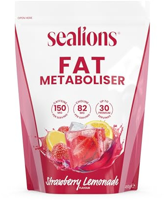 Sealions Fat Metaboliser Strawberry Lemonade Thermogenic Pre Workout Powder 30 Servings Fat Burner Weight Loss Energy Drink for Men and Women