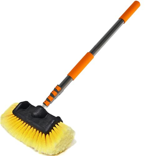 LAANPOLE 3,6m Brosse Nettoyage Voiture avec Perche Telescopique, Brosse Lavage Voiture, Balai Nettoyage Anneau Solaire pour Camping-Car, Camion, Bateau, Revêtement de Maison