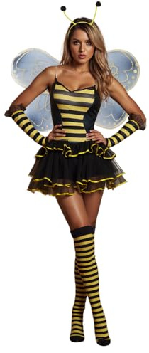 Bumble Bee-kostym för kvinnor bi drottningklänning halloween kompletta kläder | komplett djurkostym set, halloween bubbelbi-set/nyckelpiga kostym