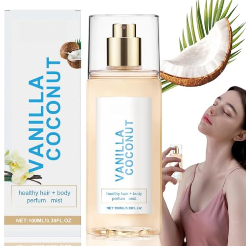 100ml Vanilla Coconut Per/fume for Women – 100ml Hair & Body Mist,Nourishing Coconut Body Spray for women,Long-Lasting Tropical Sc/ent,Lig/htweight Hair Per/fume for Everyday&Travel (Vanilla Coc/onut)