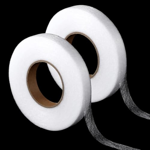 LIQWEI 2 Rolls 70 Yards Iron On Hemming Tape, 1/2 Inch No Sew Hem Tape Sticky Rolls Stitch, Fusible Webbing Pants Hemming Tool for Curtain, Pants, Clothes