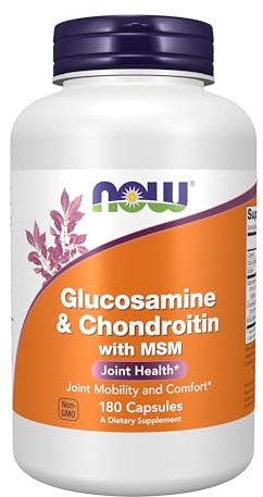 NOW Foods Supplements, Glucosamine & Chondroitin with MSM, Joint Health, Mobility and Comfort*, 180 Veg Capsules