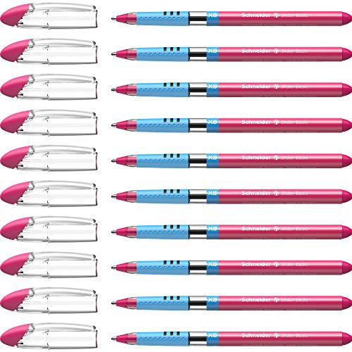 Schneider 151209 Slider Basic Kugelschreiber (Kappenmodell mit Soft-Grip-Zone und der Strichstärke XB=Extrabreit) 10er Packung, pink