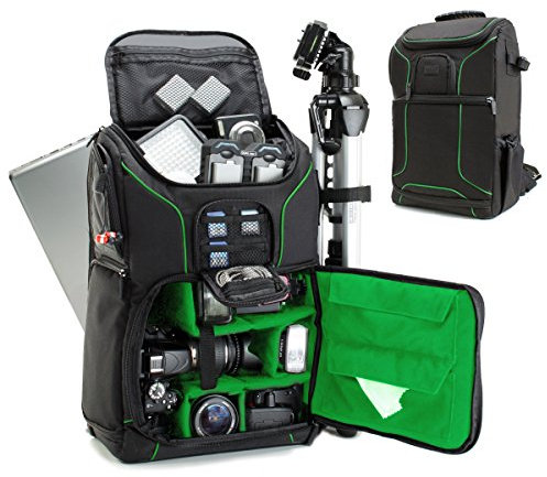 USA Gear DSLR Kamerarucksack, Foto Rucksack Anti-Shock Kameratasche mit 43,18 cm Laptop-Tasche, wasserdichte Abdeckung, Verstellbare Linse Lagerung & Stativhalter - Grün