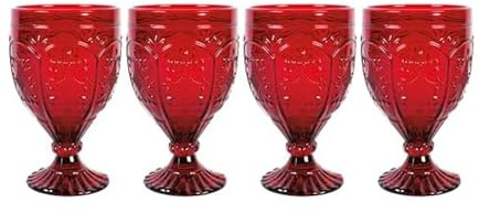 Fitz and Floyd Trestle Glassware Ornate Goblets, 4 Count (Pack of 1), Red