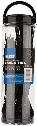 Draper 90734 Assorted Cable Ties (650 Piece), Clear