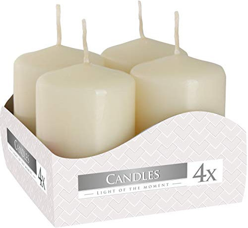 Bispol Lot de 4 Bougies votives 13 Couleurs au Choix Durée de Combustion 7 Heures, Ivoire, 4cm x 6cm