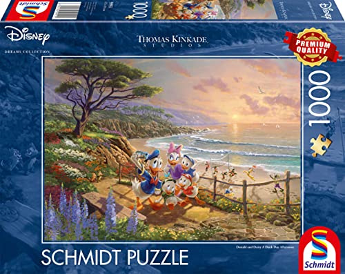 Schmidt Spiele 59951 Thomas Kinkade, Disney, Donald und Daisy am Strand, 1000 Teile Puzzle