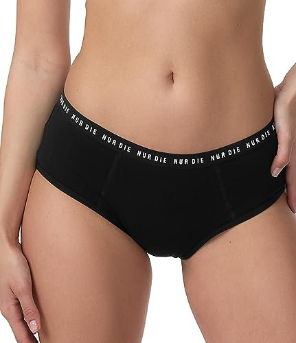 Nur Die Alles Geregelt Perioden-Unterwäsche für extrastarke Blutung waschbarer saugfähiger Panty Bio-Baumwolle, schwarz, M