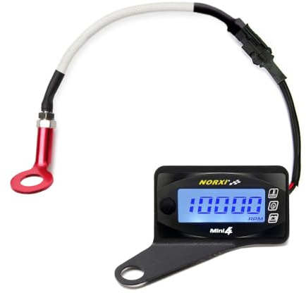 Motorcykel 4-i-1 multifunktionsmätare mini 4 meter (RPM varvräknare + cylinderhuvudtemp+voltmeter + klocka) 4-i-1 multifunktionsmätare, digital multimeter, motor temperaturmätare (10 mm, vänster)
