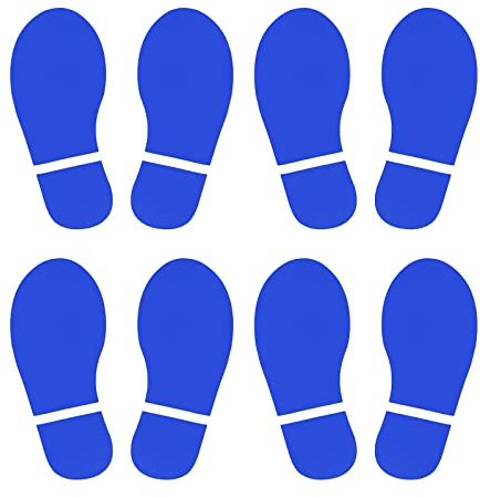 PATIKIL 5.9x2.5 Fußabdrücke Boden Aufkleber 4 Paare PVC Schuhe Fußabdruck Boden Wand Treppe Abziehbild Aufkleber für Hause Klassenraum Deko Blau