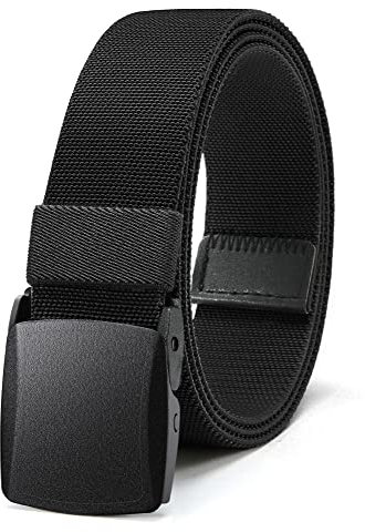 Bon4Extrao Elastischer Gürtel Herren Schwarz ohne Löcher Mikroelastizität, Stretch Buckley Belt Herren mit Schwerlast Leichter Kunststoffschnalle, Stoff Herrengürtel Stufenlos Verstellbar