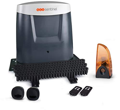 SCS Sentinel, MCO0108 Zahnstangenantrieb für Schiebetore, 24V, 2 Fernbedienungen Reichweite 50m, LED-Blinklicht, 5 Jahre Garantie, Länge 5 m, 500 Kg max, OpenGate3