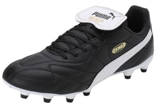 PUMA Unisex King Top Fg/Ag Chaussures de football, Puma Black Puma White Puma Gold, 42.5 EU