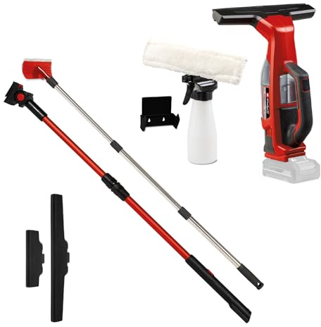 Einhell Akku-Fensterreiniger BRILLIANTO Power X-Change (18 V, 28 cm lange Saugdüse, streifenfreie Reinigung, inkl. Sprühflasche mit Mikrofasertuch, Düsenset, Teleskopstangenset, ohne Akku)