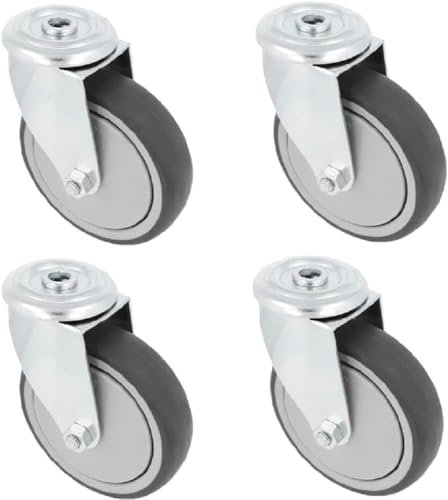 Amig - Pack de 4 Ruedas Para Muebles - Ø 100 mm - Ruedas Giratorias Sin Placa de Montaje - Peso Máximo 110 Kg - Para Mover Muebles Pesados - Rodamientos de Rodillos - Núcleo Plástico - Goma Gris